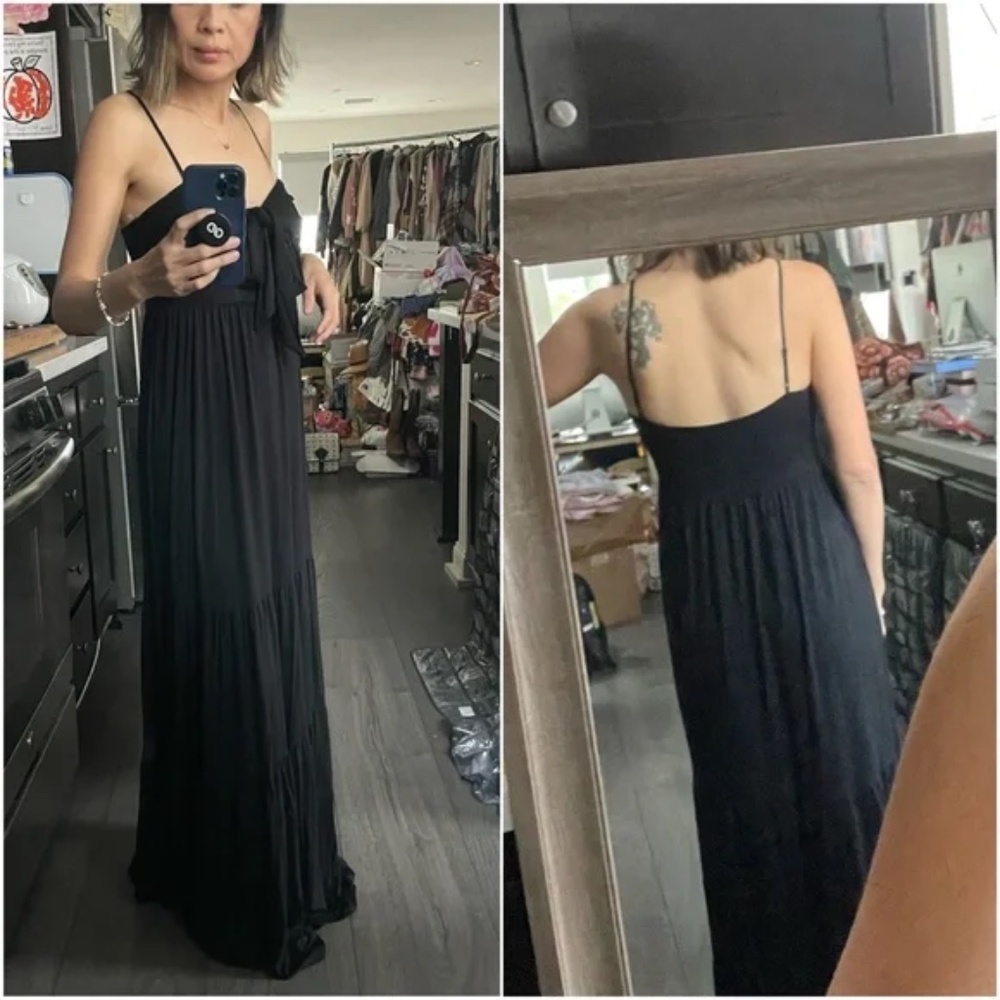 Boho Front Tie Ruffle Tiered Cami Maxi Dress - Picture 7 of 9